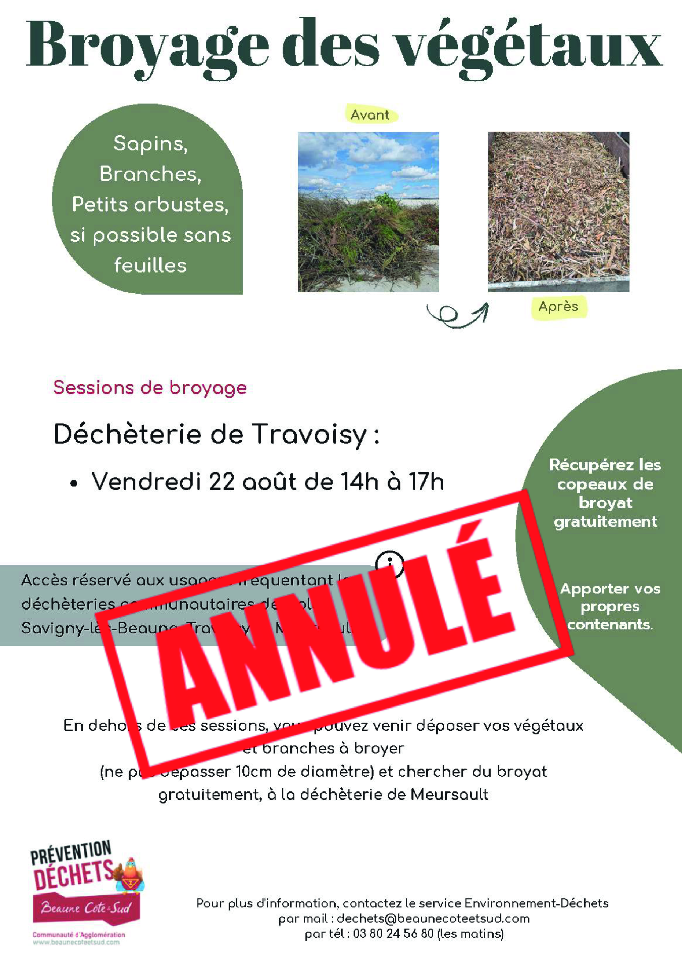 annulation journée broyage Travoisy 22 août